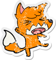 distressed sticker of a angry cartoon fox png