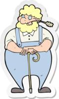 sticker of a cartoon farmer leaning on walking stick png