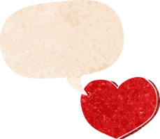 dibujos animados amor corazón con habla burbuja en grunge afligido retro texturizado estilo png