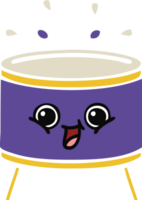 flat color retro cartoon of a drum png