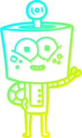 cold gradient line drawing of a happy cartoon robot png