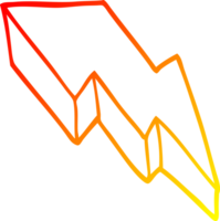 warm Gradient Linie Zeichnung von ein Karikatur dekorativ Blitz Bolzen png