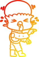 warm gradient line drawing of a weird cartoon alien pointing png