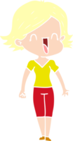 mujer feliz de dibujos animados de estilo de color plano png