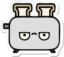 sticker of a cute cartoon of a toaster png