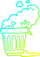 cold gradient line drawing of a cartoon smelly garbage can png
