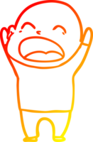 warm gradient line drawing of a cartoon shouting bald man png