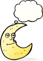 happy cartoon moon with thought bubble png