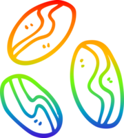 rainbow gradient line drawing of a cartoon of coffee beans png