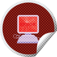 broken computer graphic   illustration circular sticker png