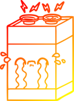 warm gradient line drawing of a cartoon crying battery png