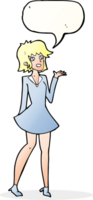 cartoon pretty woman in dress with speech bubble png