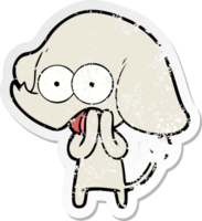 distressed sticker of a cute cartoon elephant png