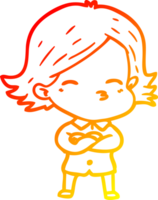 warm gradient line drawing of a cartoon woman png