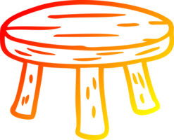 warm gradient line drawing of a small wooden stool png