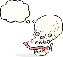 cartoon spooky skull with thought bubble png