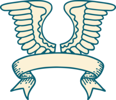 traditionelles Tattoo mit Banner eines Flügels png