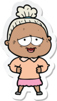 sticker of a cartoon happy old lady png