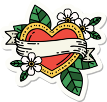 pegatina de tatuaje al estilo tradicional de un corazón y una pancarta png