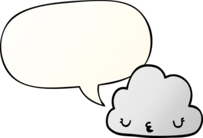 cute cartoon cloud with speech bubble in smooth gradient style png