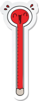 sticker of a cartoon thermometer laughing png