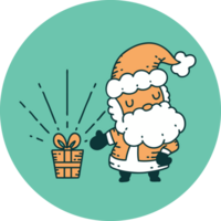 icon of a tattoo style santa claus christmas character png