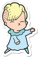 sticker of a cartoon squinting girl png