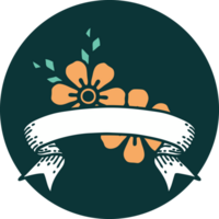 tatuering stil ikon med baner av blommor png