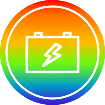 industrial bateria circular ícone com arco Iris gradiente terminar png