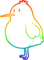 rainbow gradient line drawing of a cute kiwi bird png