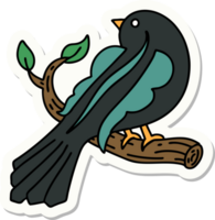 autocollant de tatouage dans le style traditionnel d'un oiseau sur une branche png