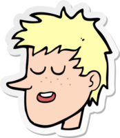 sticker of a cartoon happy boy face png