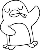 line drawing quirky cartoon penguin png