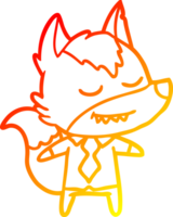 warm gradient line drawing of a friendly cartoon boss wolf png