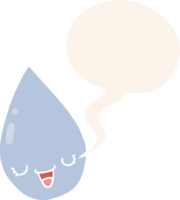 cartoon raindrop with speech bubble in retro style png