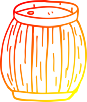 caloroso gradiente linha desenhando do uma desenho animado Cerveja barril png