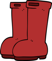 stivali di gomma rossi di doodle del fumetto png