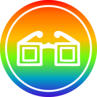 square glasses circular icon with rainbow gradient finish png