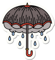 etichetta di tatuaggio nel tradizionale stile di un ombrello e tempesta nube png