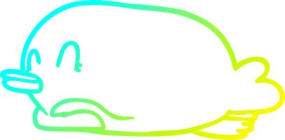 cold gradient line drawing of a penguin lying on belly png