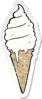 pegatina angustiada de un helado de dibujos animados png