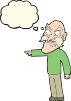 dessin animé vieil homme furieux avec bulle de pensée png