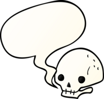 cartoon spooky skull with speech bubble in smooth gradient style png