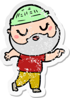 distressed sticker of a cartoon man with beard png