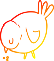 warm gradient line drawing of a cartoon pecking bird png