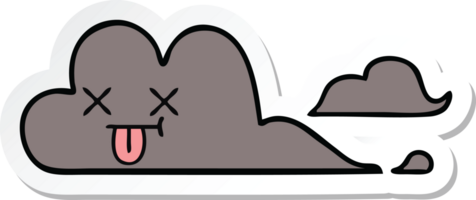 sticker of a cute cartoon storm cloud png