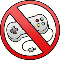 gradient shaded cartoon of a no gaming allowed sign png