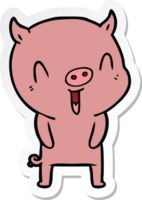 sticker of a happy cartoon pig png