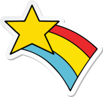 sticker of a cute cartoon shooting rainbow star png