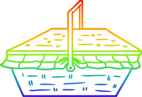 arco iris degradado línea dibujo de un dibujos animados picnic cesta png